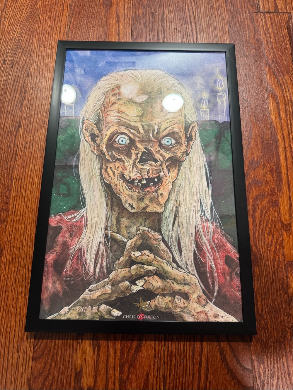Framed Horror Art Print - tales from the krypt 90s Green & Red